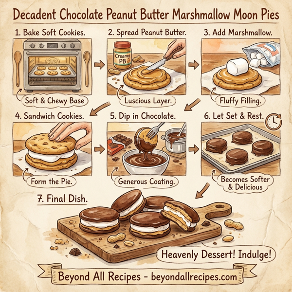 Decadent Chocolate Peanut Butter Marshmallow Moon Pies instructions