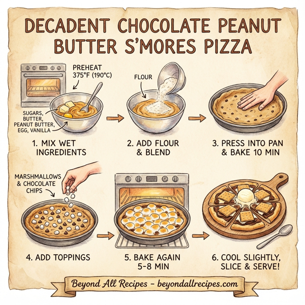 Decadent Chocolate Peanut Butter S'mores Pizza instructions