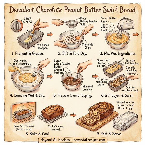 Decadent Chocolate Peanut Butter Swirl Bread instructions