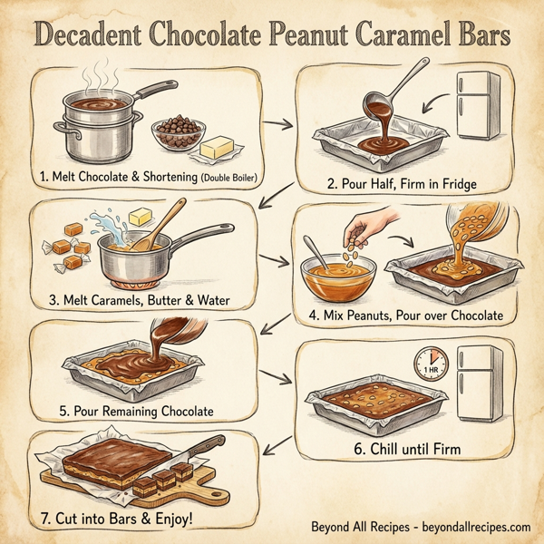 Decadent Chocolate Peanut Caramel Bars instructions