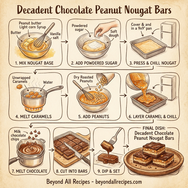 Decadent Chocolate Peanut Nougat Bars instructions