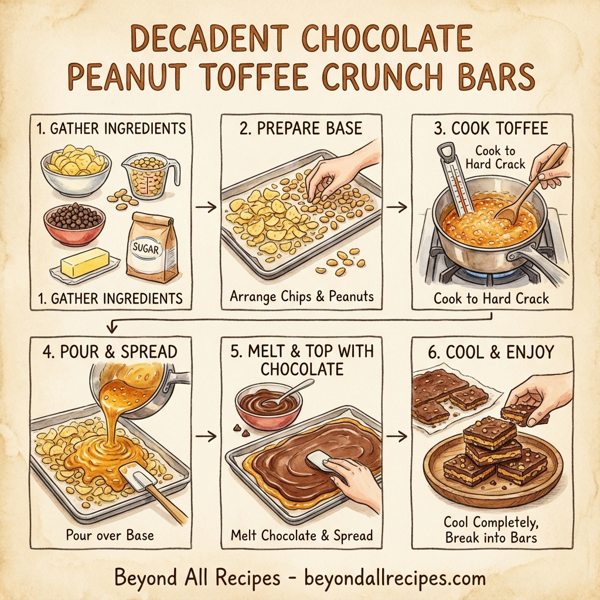 Decadent Chocolate Peanut Toffee Crunch Bars instructions