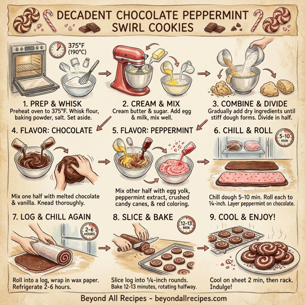 Decadent Chocolate Peppermint Swirl Cookies instructions