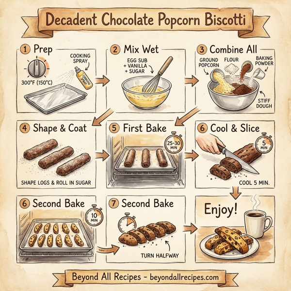 Decadent Chocolate Popcorn Biscotti instructions