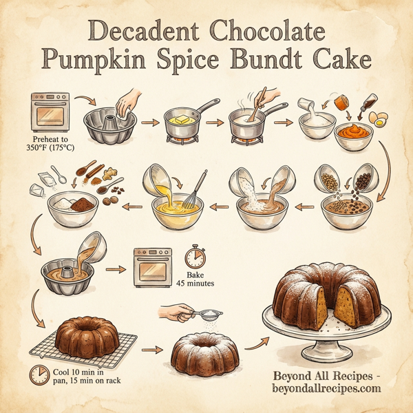 Decadent Chocolate Pumpkin Spice Bundt Cake instructions