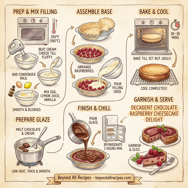 Decadent Chocolate Raspberry Cheesecake Delight instructions