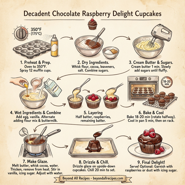 Decadent Chocolate Raspberry Delight Cupcakes instructions