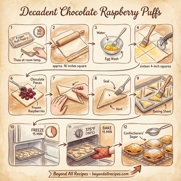 Decadent Chocolate Raspberry Puffs instructions