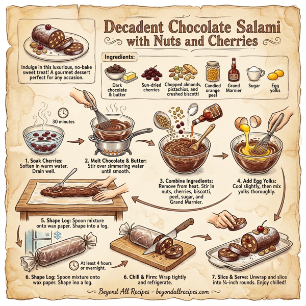 Decadent Chocolate Salami with Nuts and Cherries instructions