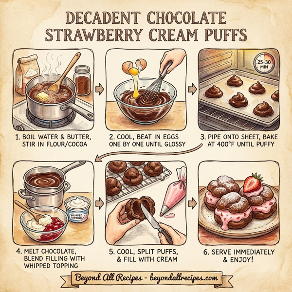 Decadent Chocolate Strawberry Cream Puffs instructions