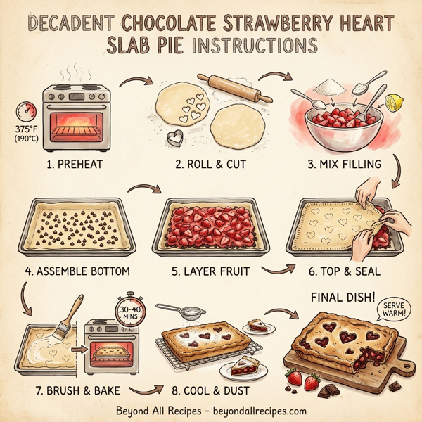 Decadent Chocolate Strawberry Heart Slab Pie instructions