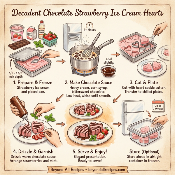 Decadent Chocolate Strawberry Ice Cream Hearts instructions