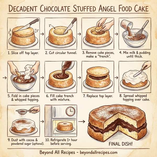 Decadent Chocolate Stuffed Angel Food Cake instructions