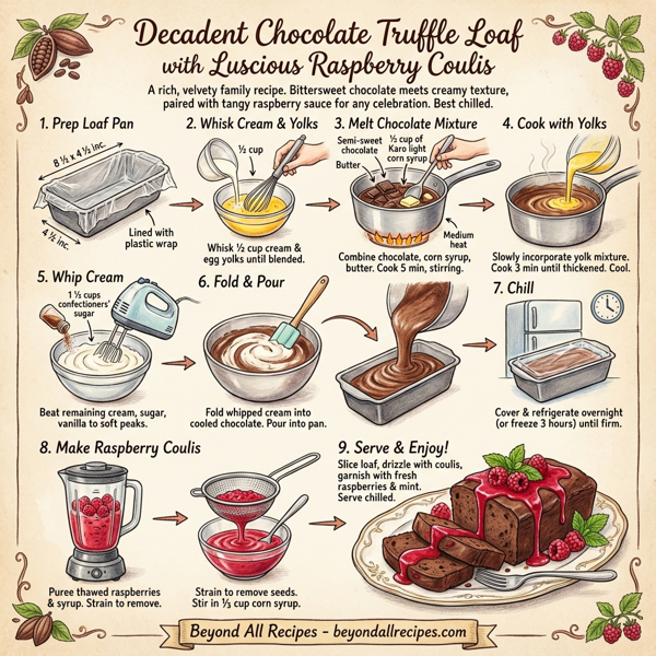 Decadent Chocolate Truffle Loaf with Luscious Raspberry Coulis instructions