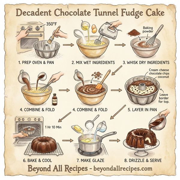 Decadent Chocolate Tunnel Fudge Cake instructions