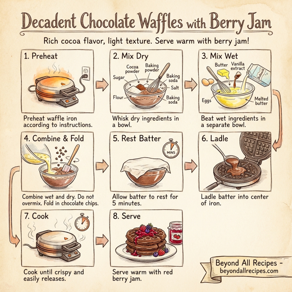 Decadent Chocolate Waffles with Berry Jam instructions
