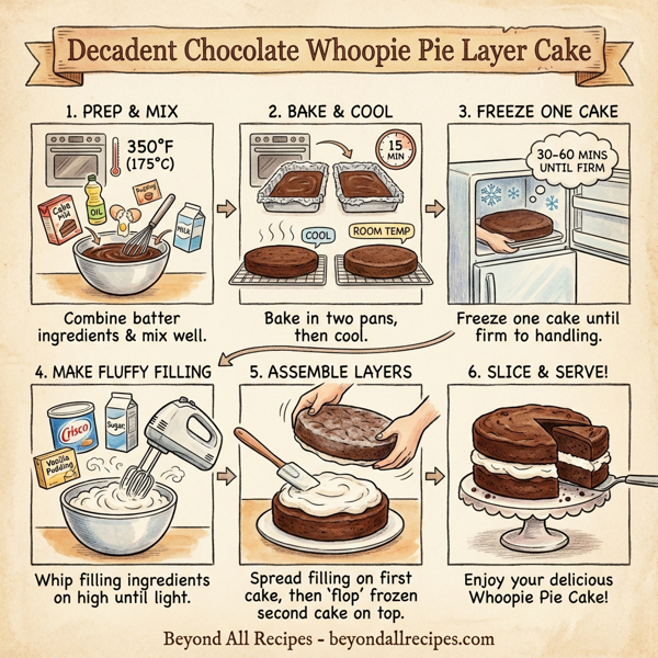 Decadent Chocolate Whoopie Pie Layer Cake instructions