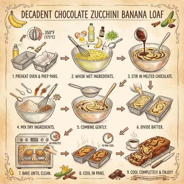 Decadent Chocolate Zucchini Banana Loaf instructions