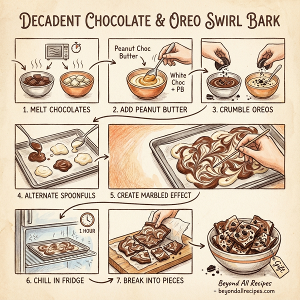 Decadent Chocolate & Oreo Swirl Bark instructions