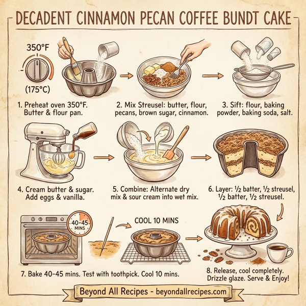 Decadent Cinnamon Pecan Coffee Bundt Cake instructions