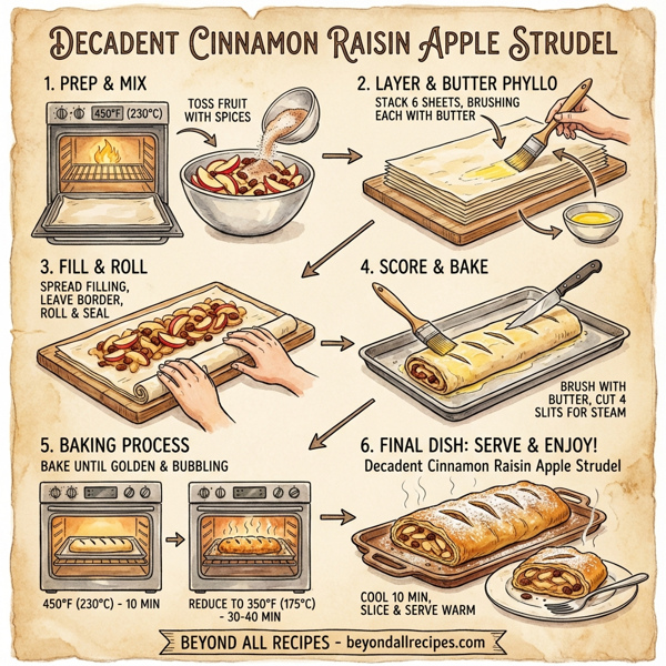 Decadent Cinnamon Raisin Apple Strudel instructions