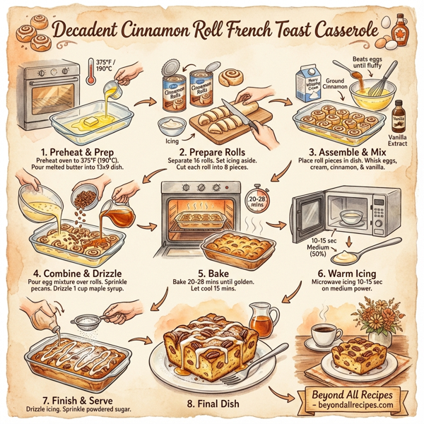 Decadent Cinnamon Roll French Toast Casserole instructions