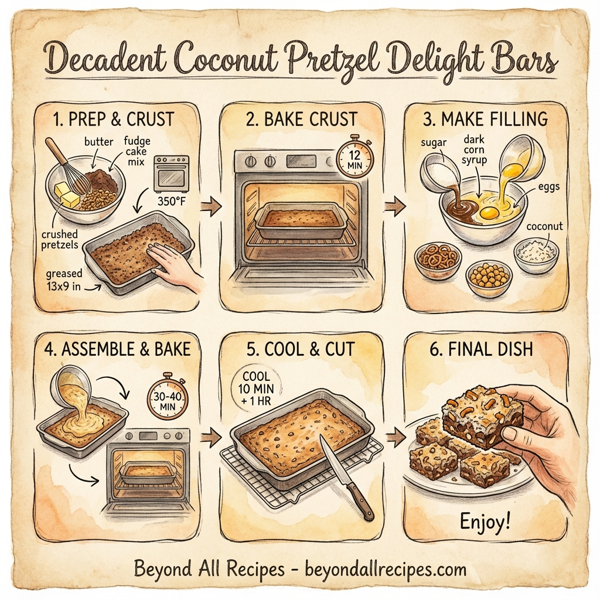 Decadent Coconut Pretzel Delight Bars instructions