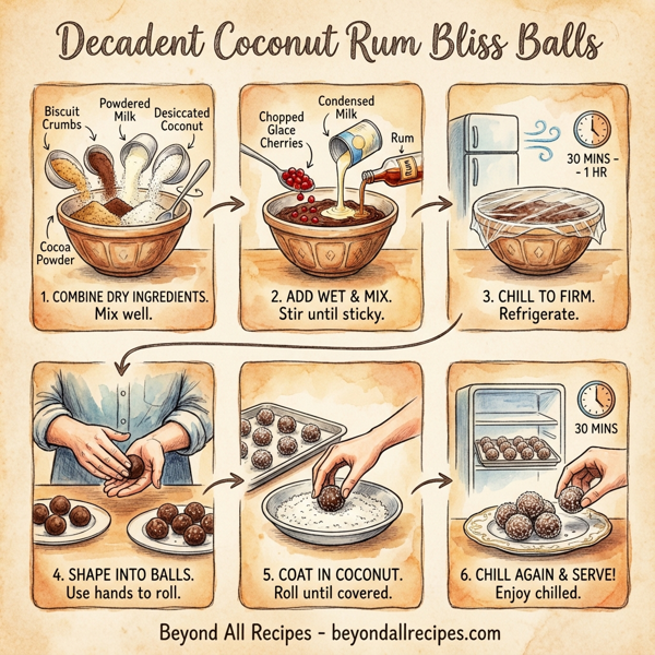 Decadent Coconut Rum Bliss Balls instructions
