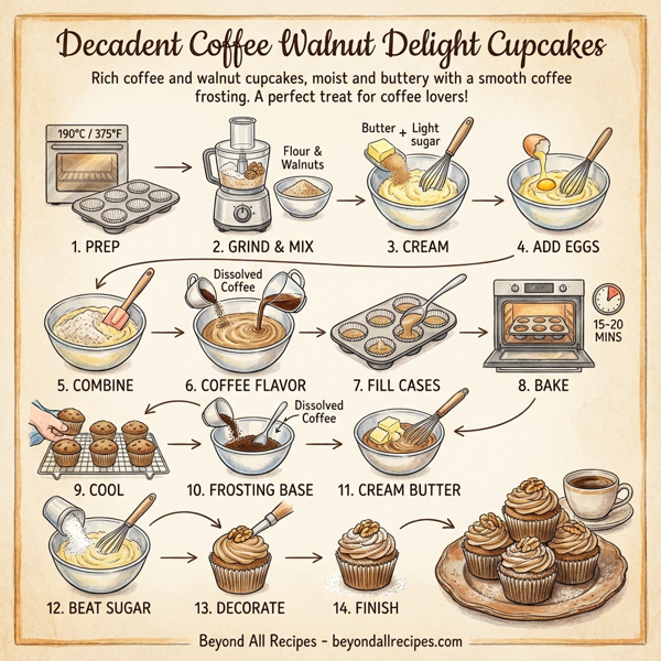 Decadent Coffee Walnut Delight Cupcakes instructions