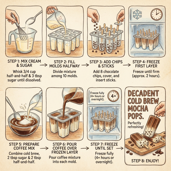 Decadent Cold Brew Mocha Pops instructions