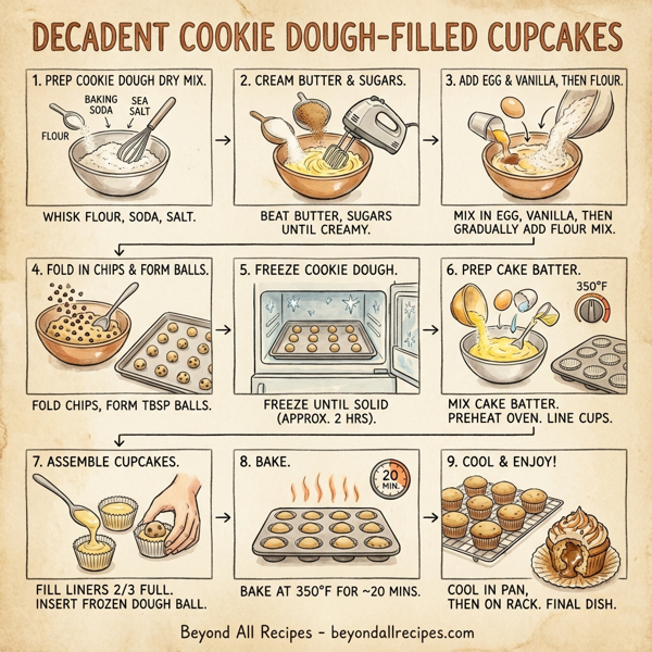 Decadent Cookie Dough-Filled Cupcakes instructions