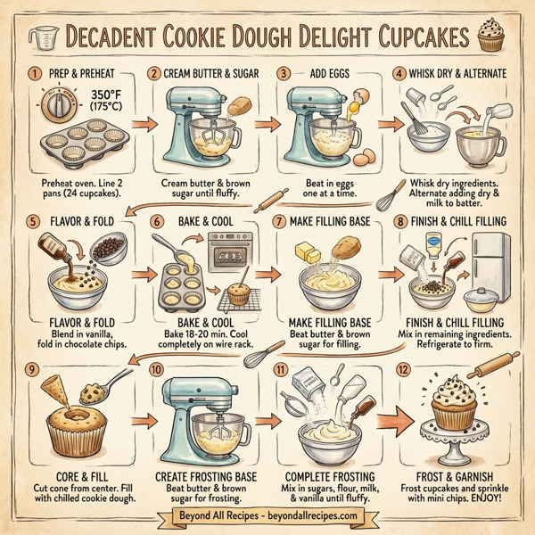 Decadent Cookie Dough Delight Cupcakes instructions