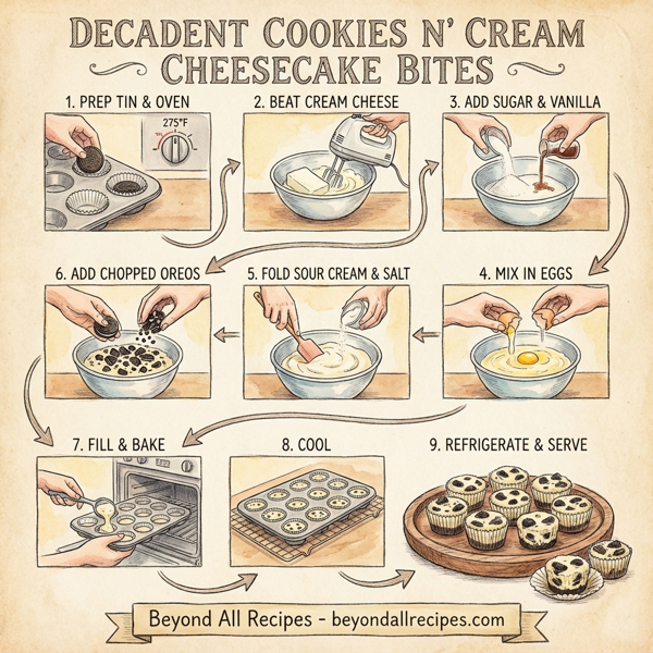 Decadent Cookies N' Cream Cheesecake Bites instructions