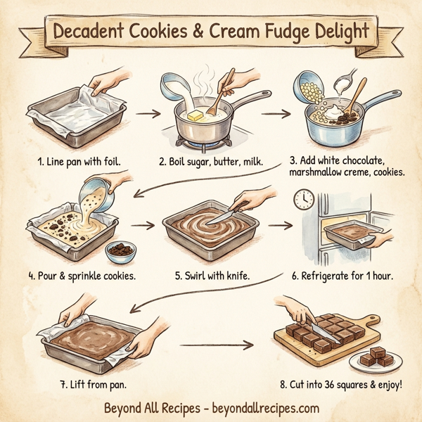 Decadent Cookies & Cream Fudge Delight instructions