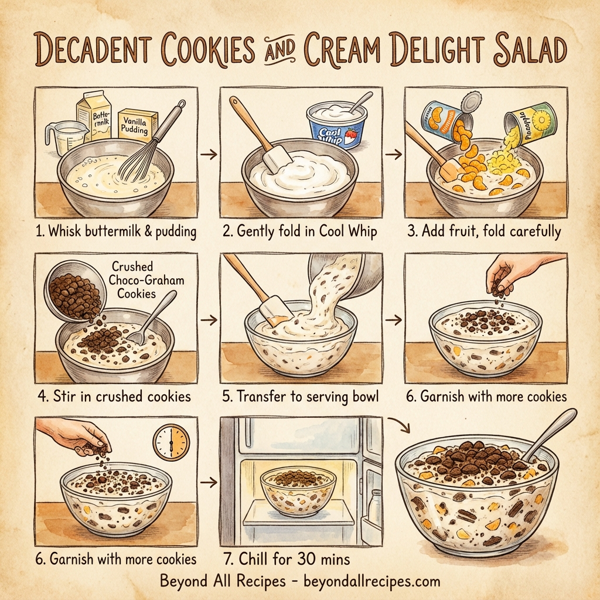 Decadent Cookies and Cream Delight Salad instructions