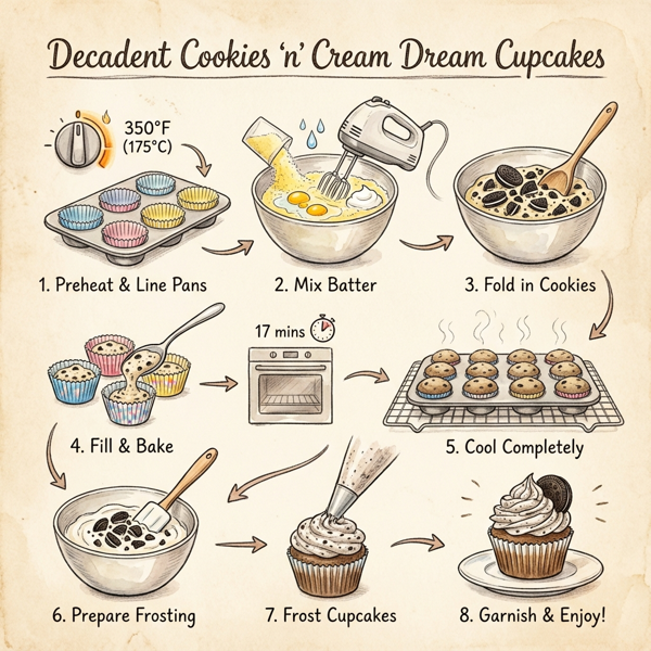 Decadent Cookies 'n' Cream Dream Cupcakes instructions