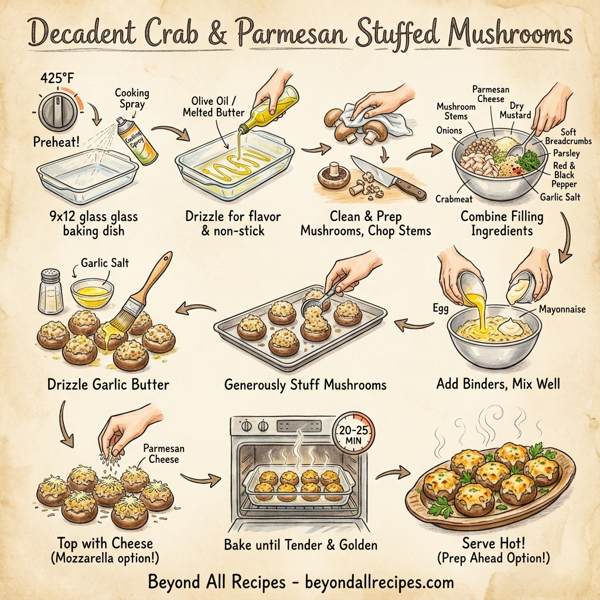 Decadent Crab & Parmesan Stuffed Mushrooms instructions