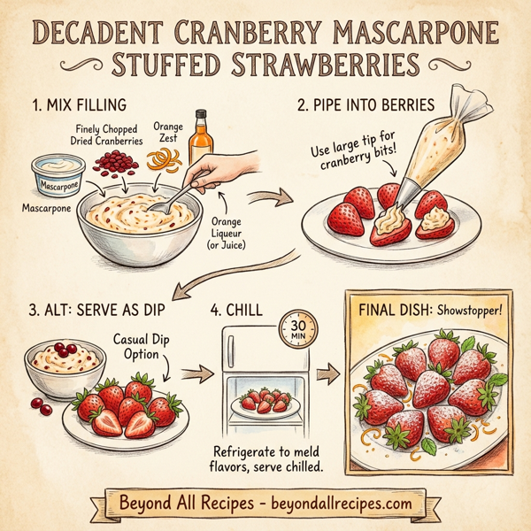 Decadent Cranberry Mascarpone Stuffed Strawberries instructions