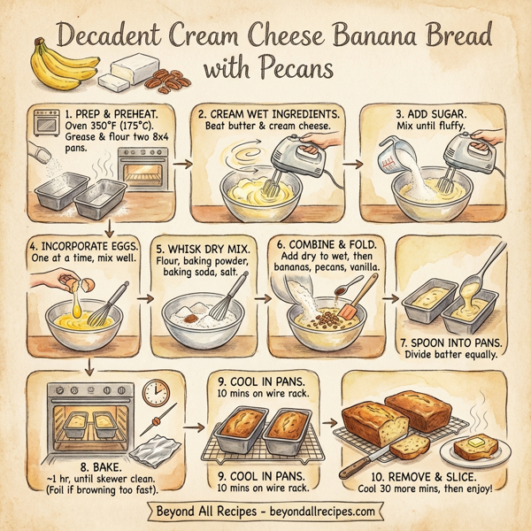 Decadent Cream Cheese Banana Bread with Pecans instructions