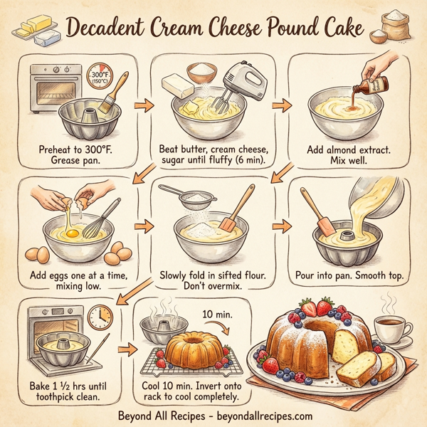 Decadent Cream Cheese Pound Cake instructions