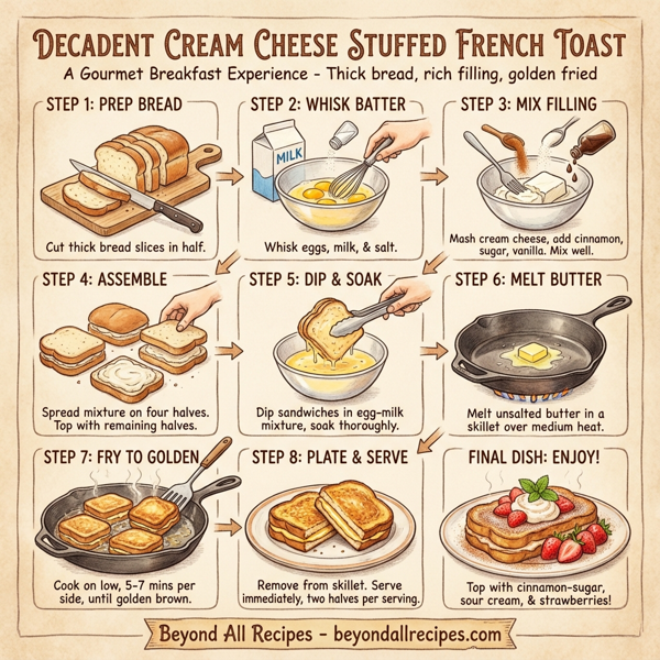 Decadent Cream Cheese Stuffed French Toast instructions