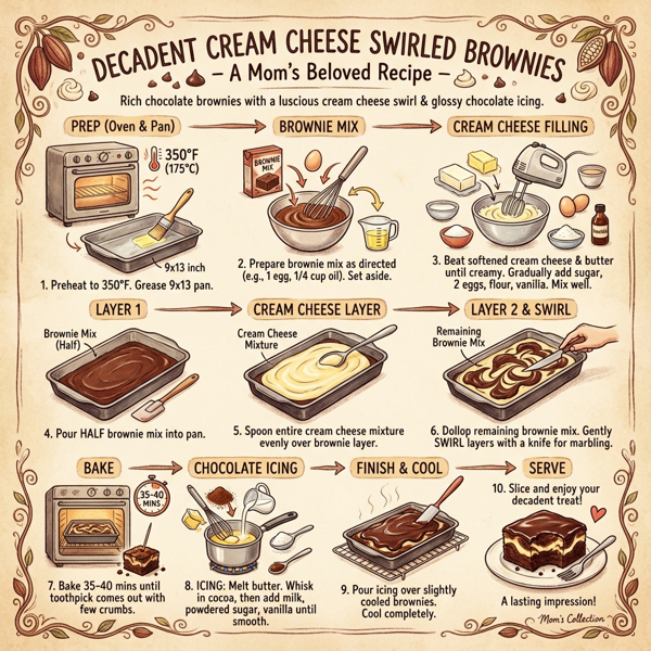 Decadent Cream Cheese Swirled Brownies instructions