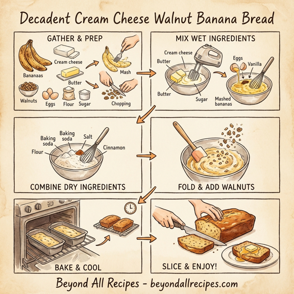 Decadent Cream Cheese Walnut Banana Bread instructions