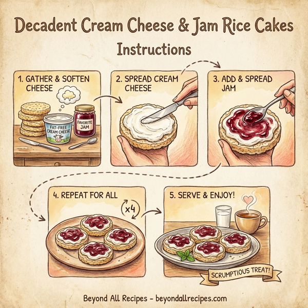 Decadent Cream Cheese & Jam Rice Cakes instructions