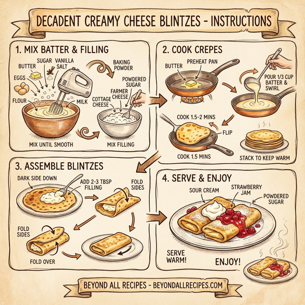 Decadent Creamy Cheese Blintzes instructions