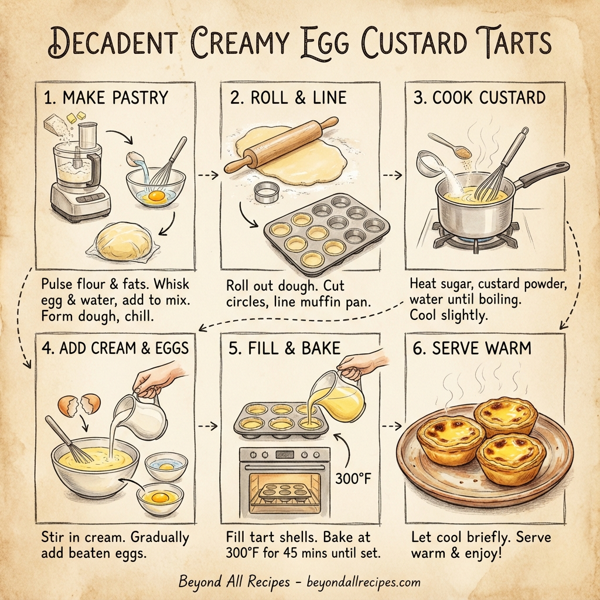 Decadent Creamy Egg Custard Tarts instructions