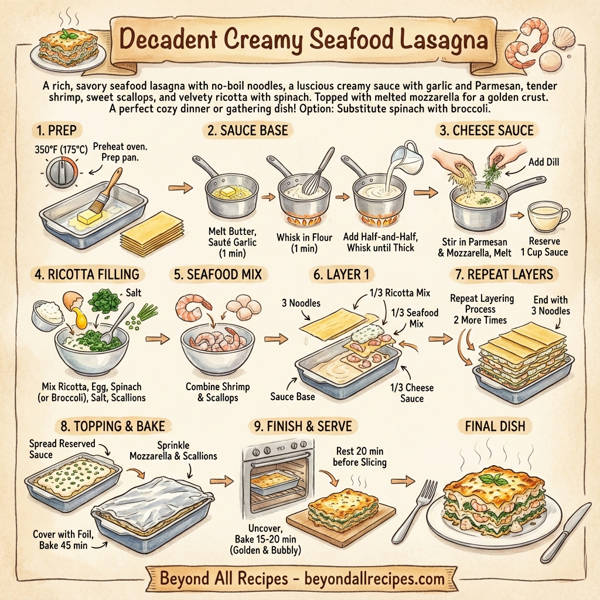 Decadent Creamy Seafood Lasagna instructions