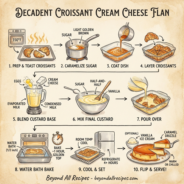 Decadent Croissant Cream Cheese Flan instructions