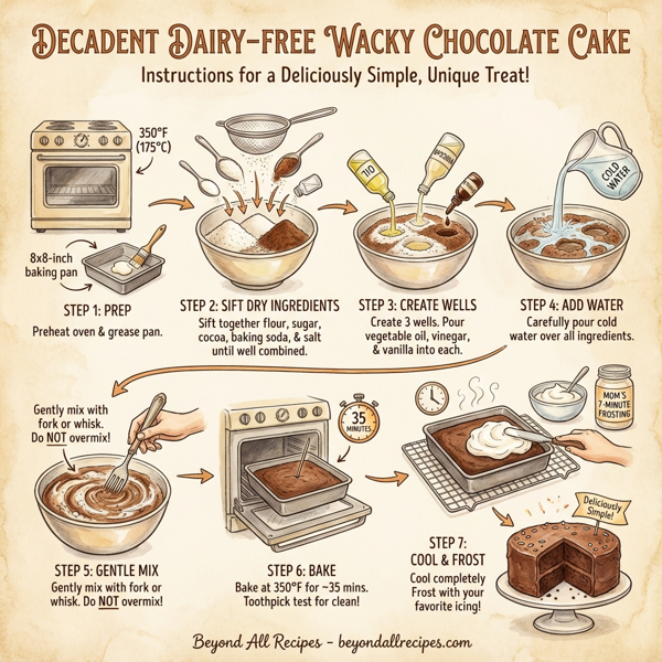 Decadent Dairy-Free Wacky Chocolate Cake instructions