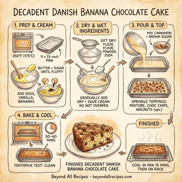 Decadent Danish Banana Chocolate Cake instructions